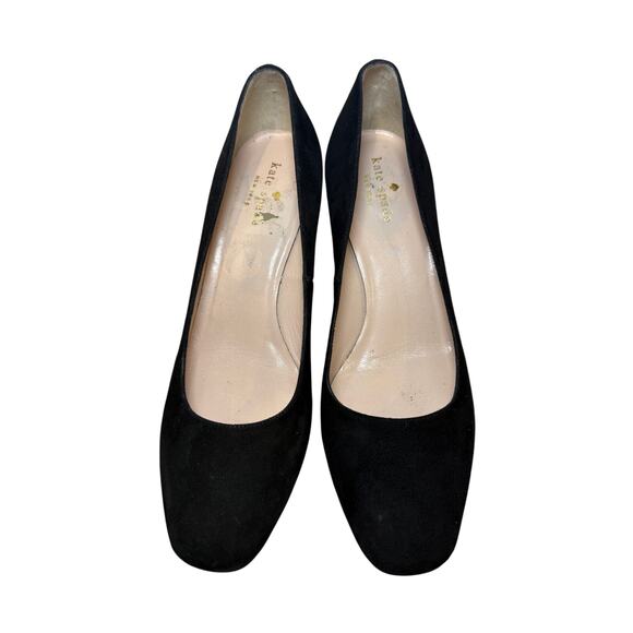 Kate Spade Black Suede Chunky Heel Shoes - Size 8 - Picture 1 of 9